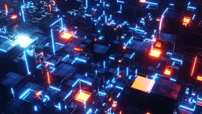 Sci-fi city has glowing neons and a bright window. Infinitely looped animation - Powered by Shutterstock - Get 15% off with code: PIKWIZARD15