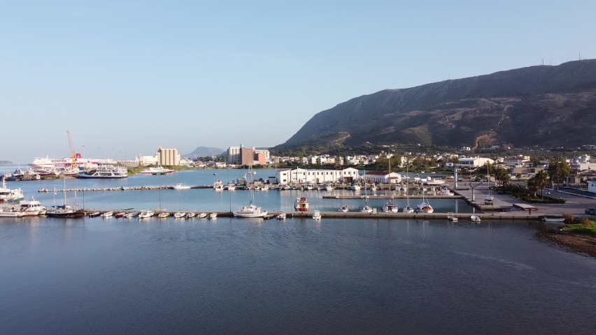 HARBOR OF SOUDA CHANIA CRETE GREECE AERIAL