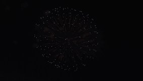 Real Firework close up on Deep Black Background Sky on Fireworks festival before new year party , Independence day and new year concept. High quality 4k raw video