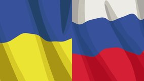 ukrainian war animation with flags ,4k video animated