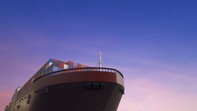 3d rendering cargo ship or vessel with containers in ocean 4k footage