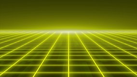 Animated 3d yellow Moving Square grid background, cyber and technology background, looped