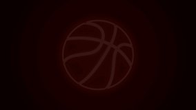 Glowing neon line Basketball ball icon isolated on black background. Sport symbol. 4K Video motion graphic animation.