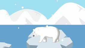 Polar bear with melting ice burg