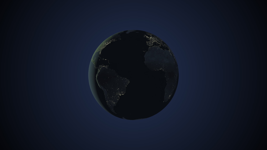 Seamless looping animation of the earth at night zooming in to the 3d map of Jordan with the capital and the biggest cites in 4K resolution
