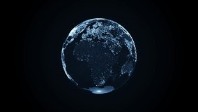 Animation of spinning globe of the Earth planet from blue particulars on dark background, 4K seamless loop earth globe animation - Powered by Shutterstock - Get 15% off with code: PIKWIZARD15