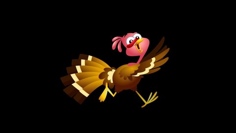 Scared Turkey Baby Cartoon Character Running Stock Footage Video (100% ...