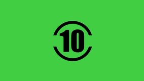 animated countdown from ten to one on a green background