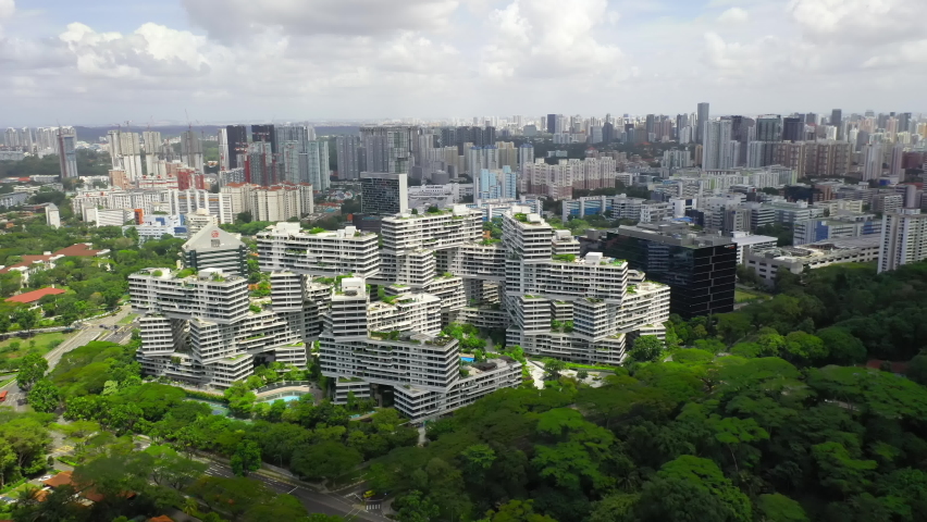 Drone Aerial view 4k Footage of Building in Singapore City. Royalty-Free Stock Footage #1095544087
