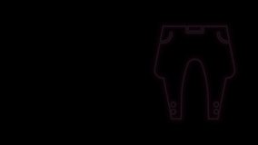 Glowing neon line Pants icon isolated on black background. 4K Video motion graphic animation.