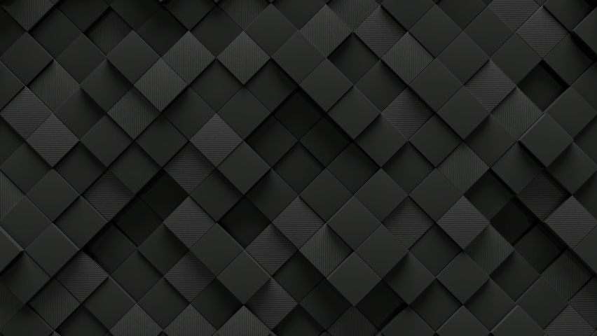 Abstract motion background from random moving carbon cubes, seamless loop animation