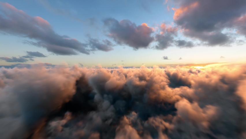 Endless Clouds and Sky Motion Background. Sunset Clouds at Dusk. Infinite Seamless Loop