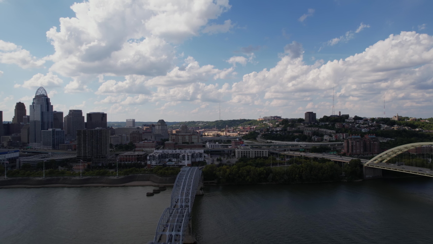 Cincinnati Ohio USA, Aerial View of Cityscape Skyline, Panorama