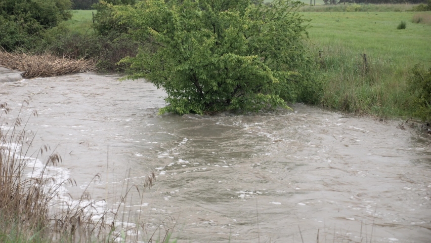Waurn Ponds Creek Geelong, Australia flowing rapidly after large rain event