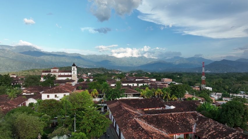 Santa Fe De Antioquia Cityscape Skyline, Colombia, Aerial View of Central Metropolitan Cathedral and Old Colonial Buildings