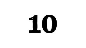Countdown from 10 to 0. Simple minimalist style black numbers on white background.