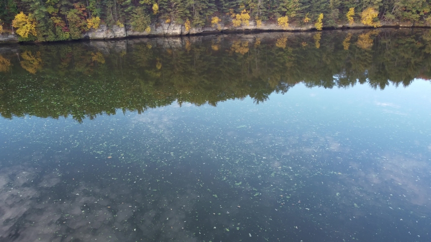 Wisconsin River at Wisconsin Dells with fall foliage