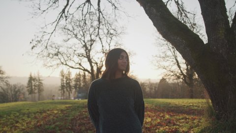 Portrait of Beautiful Woman at the Park: film stockowy