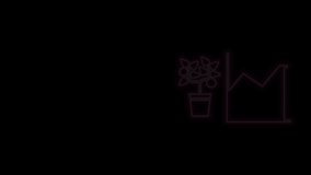 Glowing neon line Flower statistics icon isolated on black background. 4K Video motion graphic animation.