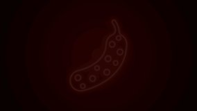 Glowing neon line Fresh cucumber icon isolated on black background. 4K Video motion graphic animation.