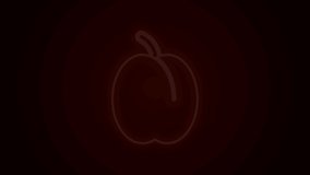 Glowing neon line Plum fruit icon isolated on black background. 4K Video motion graphic animation.