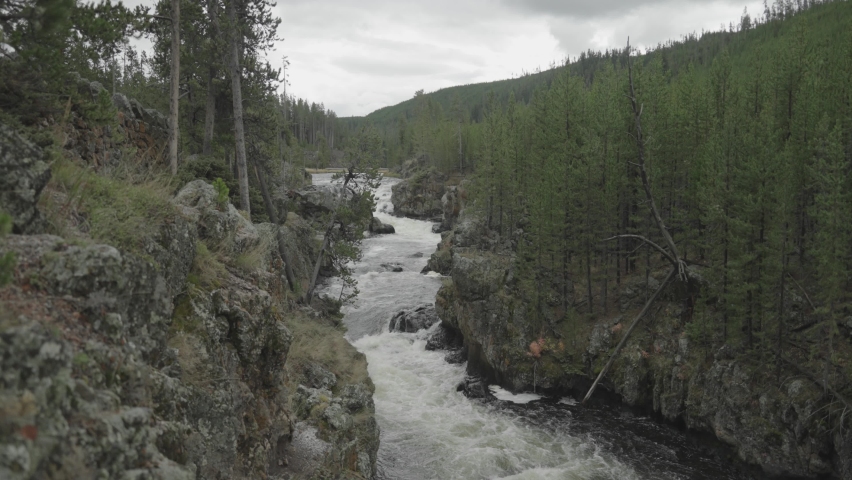 Firehole Falls Cascades Waterfall in Yellowstone National Park Wyoming Slow Motion