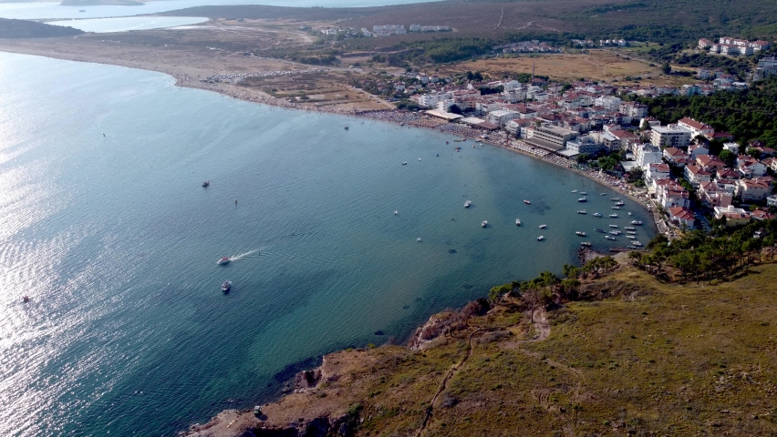 Aerial video of Ayvalık at Sarimsakli Beach in Balikesir Turkey