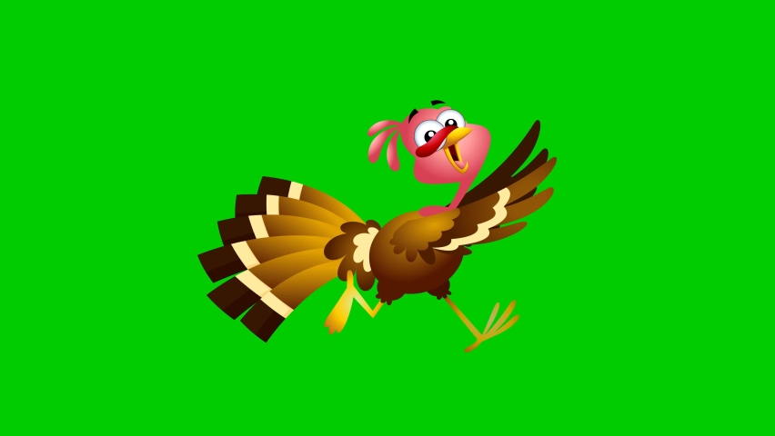 Scared Turkey Baby Cartoon Character Running. 4K Animation Video Motion Graphics With Green Screen Background Royalty-Free Stock Footage #1095764281