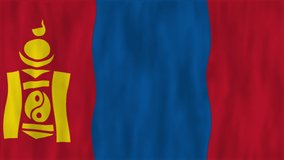 Flag of Mongolia. The texture of the fabric. High quality looped video footage. 4K HD