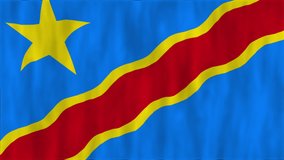 Flag of Congo. The texture of the fabric. High quality looped video footage. 4K HD