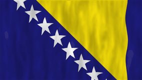 Flag of Bosnia and Herzegovina. The texture of the fabric. High quality looped video footage. 4K HD