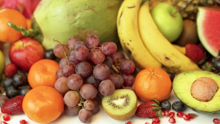 Assortment of fresh fruits, Slider shot