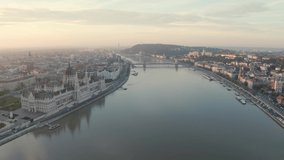 Sunrise over Budapest, Hungary - 4k Aerial Drone Footage	
