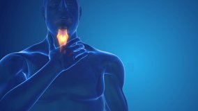 Human medical figure with sore throat 4k video.