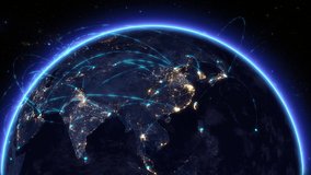 Beautiful Rotating Earth With Network Connections and Fiber Optic Lines. Transfer 5G Web Communications Signals With Lines And Dots. 3D Animation Futuristic Holographic. Augmented Reality. IOT. Asia.
 - Powered by Shutterstock - Get 15% off with code: PIKWIZARD15