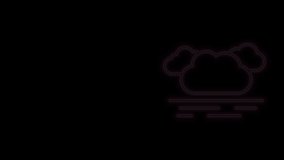 Glowing neon line Cloud icon isolated on black background. 4K Video motion graphic animation.