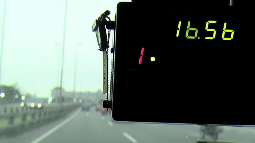 Taximeter, Taximeter of an Argentine Taxi on Highway in Buenos Aires, Argentina. Close Up.   Royalty-Free Stock Footage #1095837979