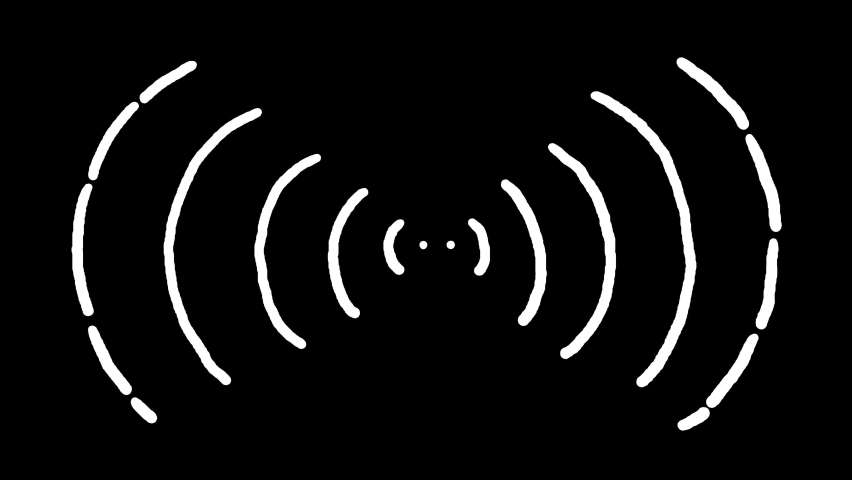 Radar radio waves doodle cartoon animation. Hand drawn element loop.
