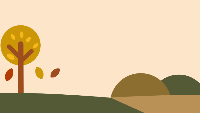 Happy Thanksgiving animation with pilgrim girl, pumpkin, turkey, and basket with vegetables