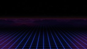 Retro Eighties Technology Grid Offset Fx Background Loop. FHD animation of a colorful abstract retro minimal cyberspace grid synthwave background with eighties style seamless looping
