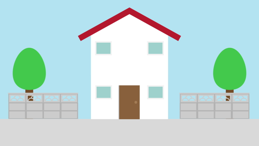 Animation of collapsed house and block wall due to earthquake