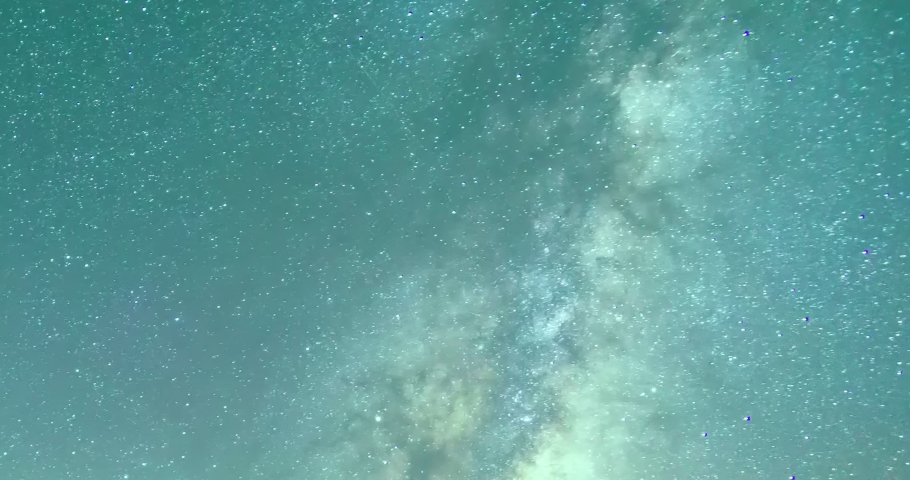 Night starry sky, milky way in night horizon, beautiful dark day time, stars shining, white. Star trails rolling. Nice clear weather.