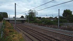 Aerial footage of Luton City,  Leagrave Railway Station, and Train Tracks