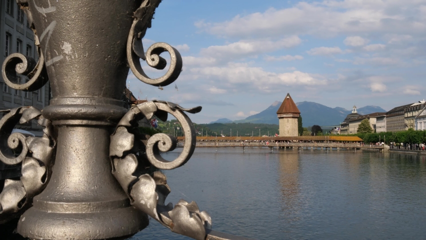 Reuss River in Lucerne city, Switzerland