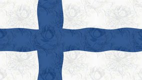 Motion footage background with colorful flag. The flag of Finland.