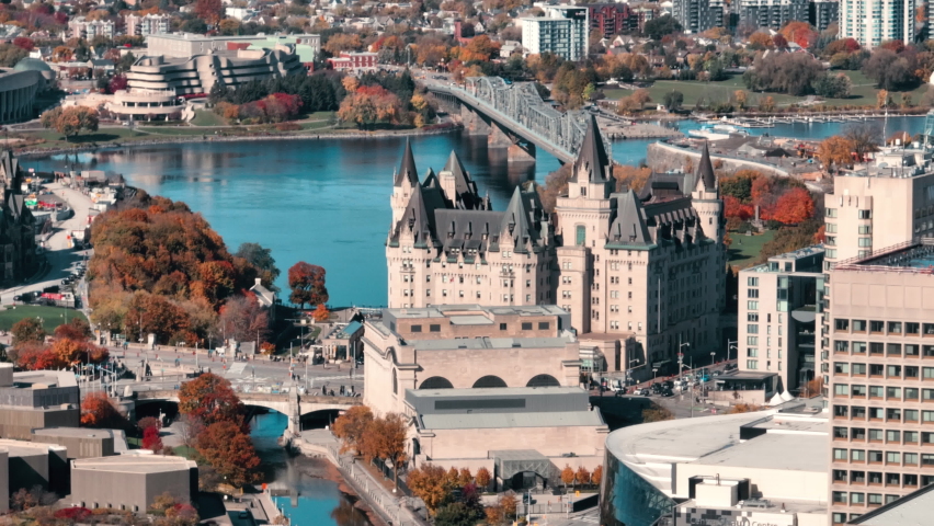 Ottawa aerial chateau laurier long lens autumn view