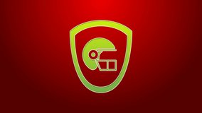 Green line American football helmet and shield icon isolated on red background. 4K Video motion graphic animation. - Powered by Shutterstock - Get 15% off with code: PIKWIZARD15