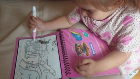 3 year old kid drawing at home. Kids Drawing House, Girl Painting, Kids Crafts, Kids Education Making 4K Video.	