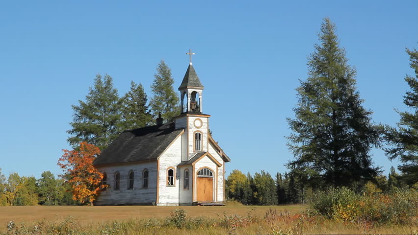 Abandoned rural church. Autumn in Ontario, Canada.
