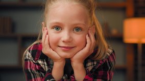 Child daughter cute girl looking at camera female kid portrait caucasian pretty baby in apartment close up human kid pretty young pupil teenager little schoolgirl toddler friendly teen face joy smile - Powered by Shutterstock - Get 15% off with code: PIKWIZARD15